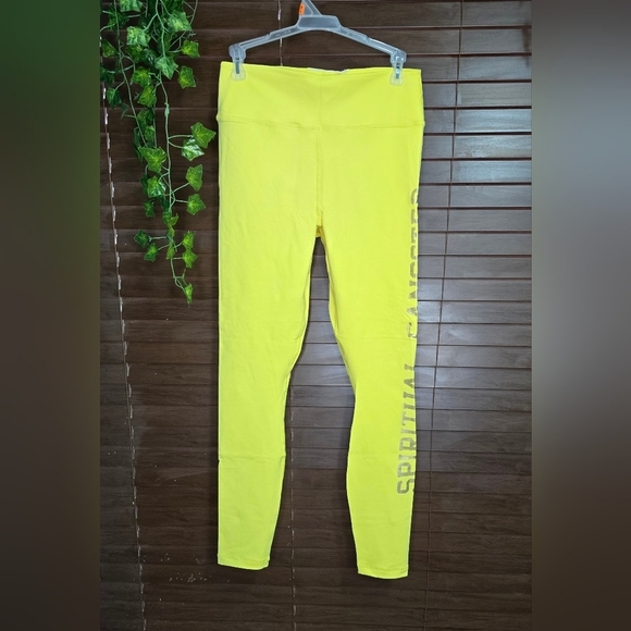 Spiritual Gangster Pants - Spiritual Gangster Neon Yellow High-rise Full Length Leggings Women's Size Large